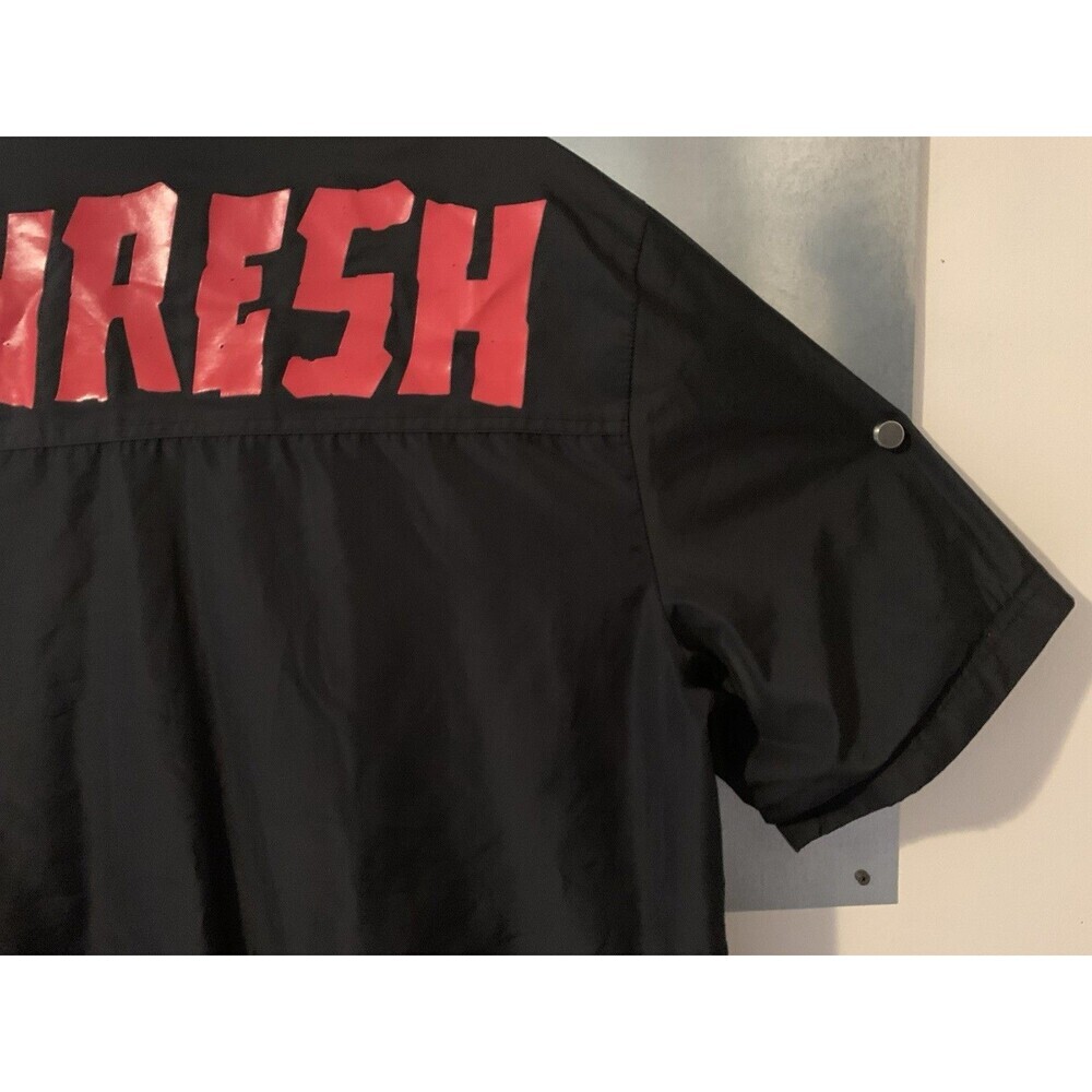 KLEEP PHRESH Mesh Lined Snap Up Short Sleeve Pocketed Polyester Shacket L BLACK - Picture 15 of 16
